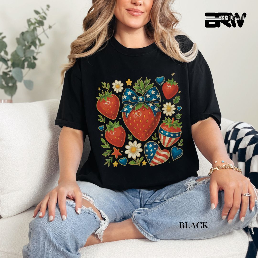 Strawberries- Patriotic Tee