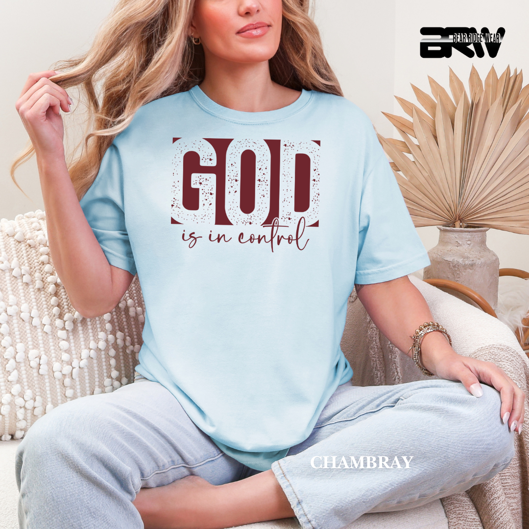 'God Is In Control-Red' Faith Tee