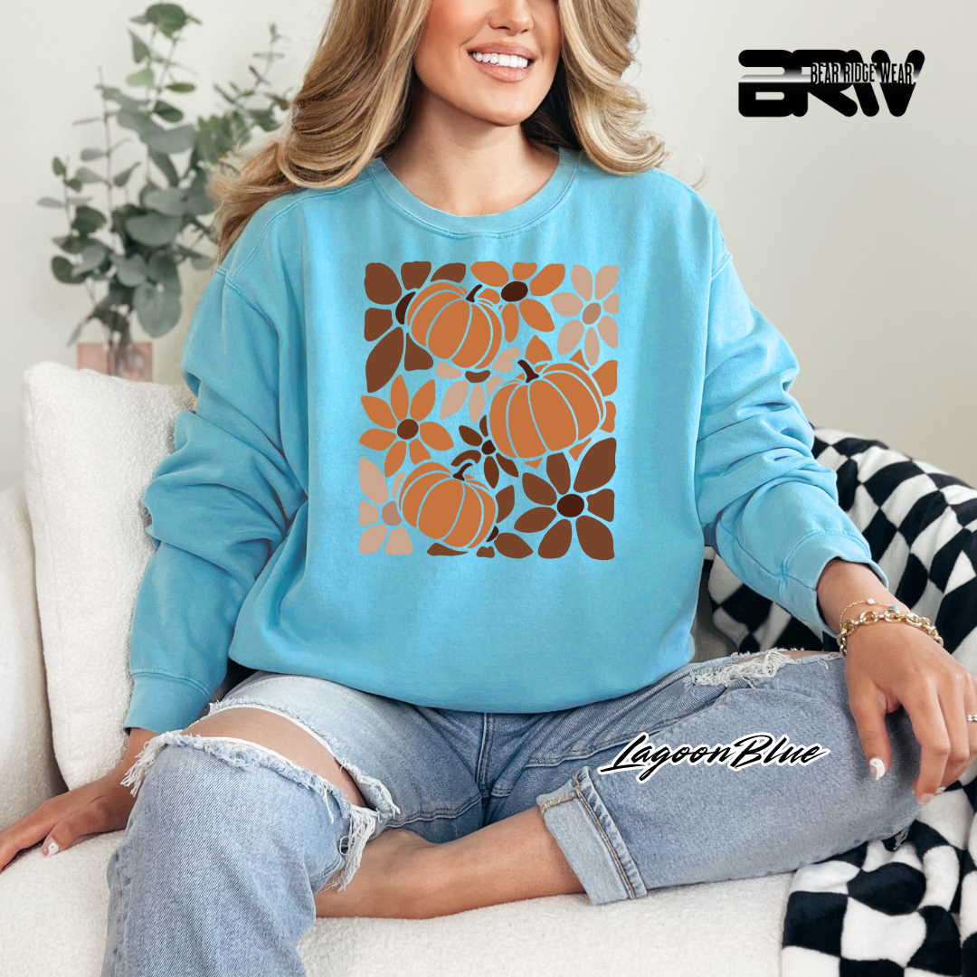 'Boho Floral Pumpkin' Fall Crewneck Sweatshirt