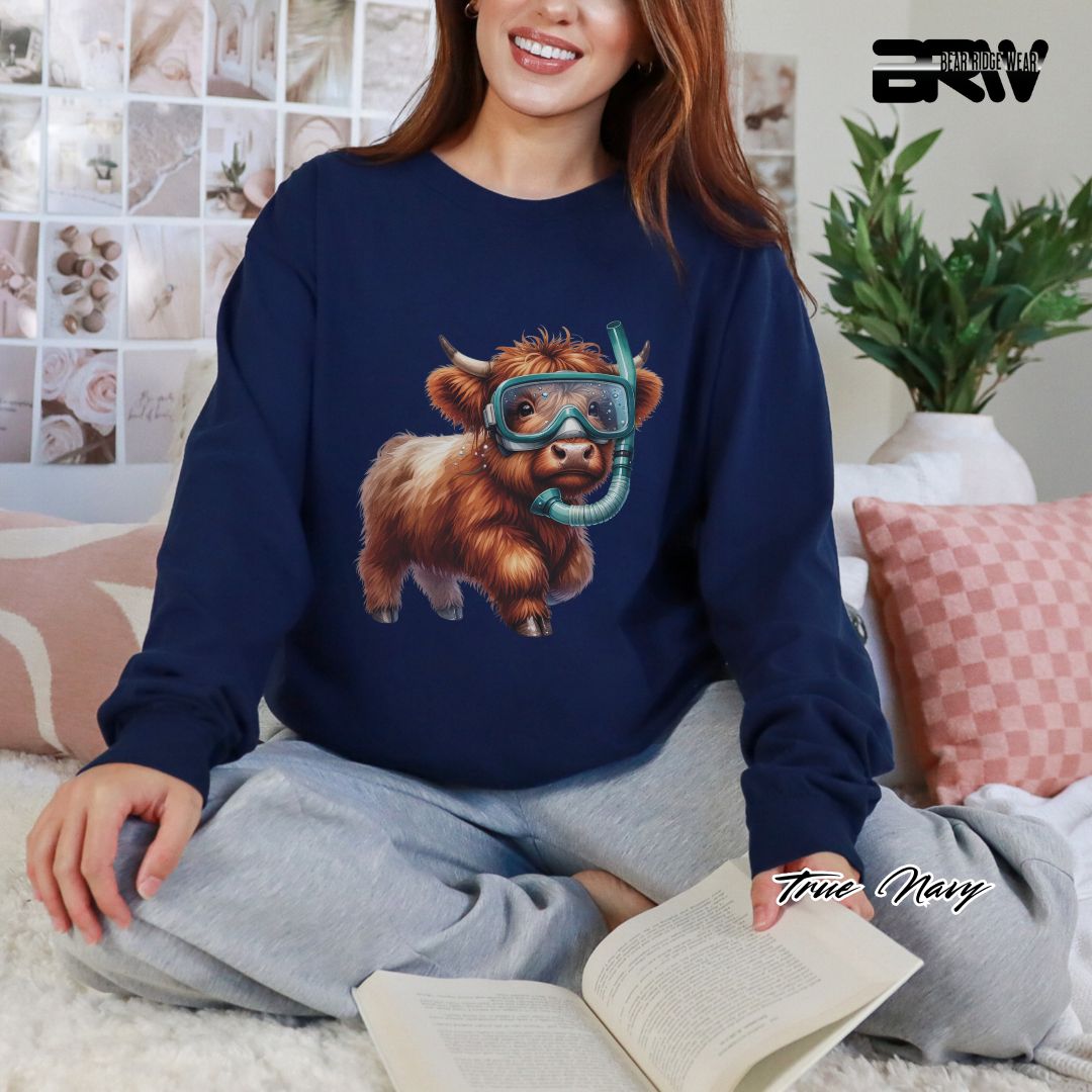 'Highland Cow-Snorkel' Summer Long Sleeve Tee