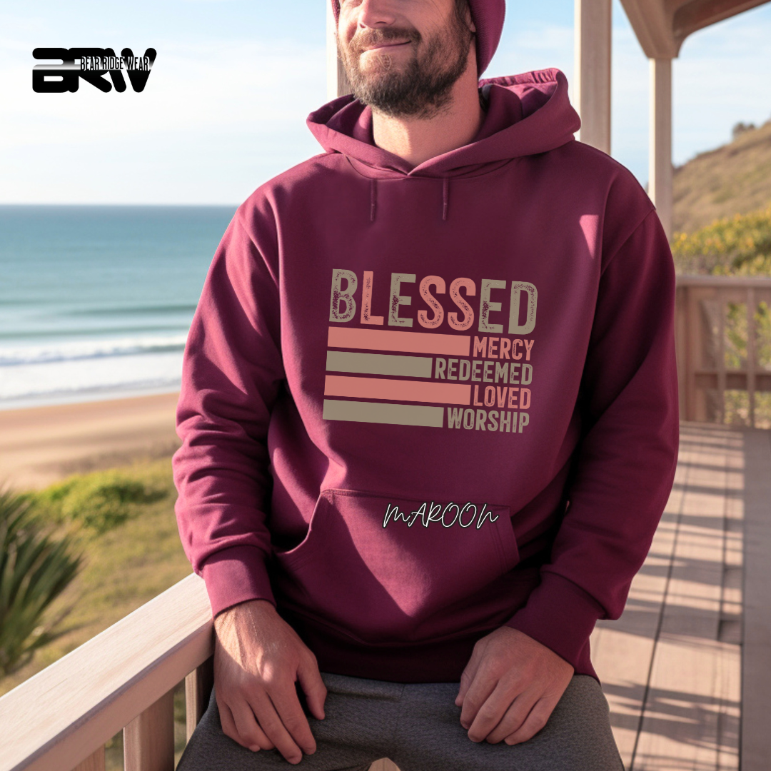 'Blessed, Mercy, Redeemed, Loved, and Worship' Faith Hoodie