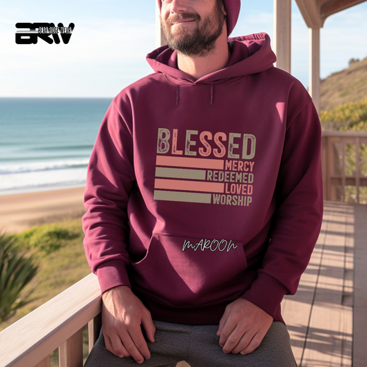 'Blessed, Mercy, Redeemed, Loved, and Worship' Faith Hoodie