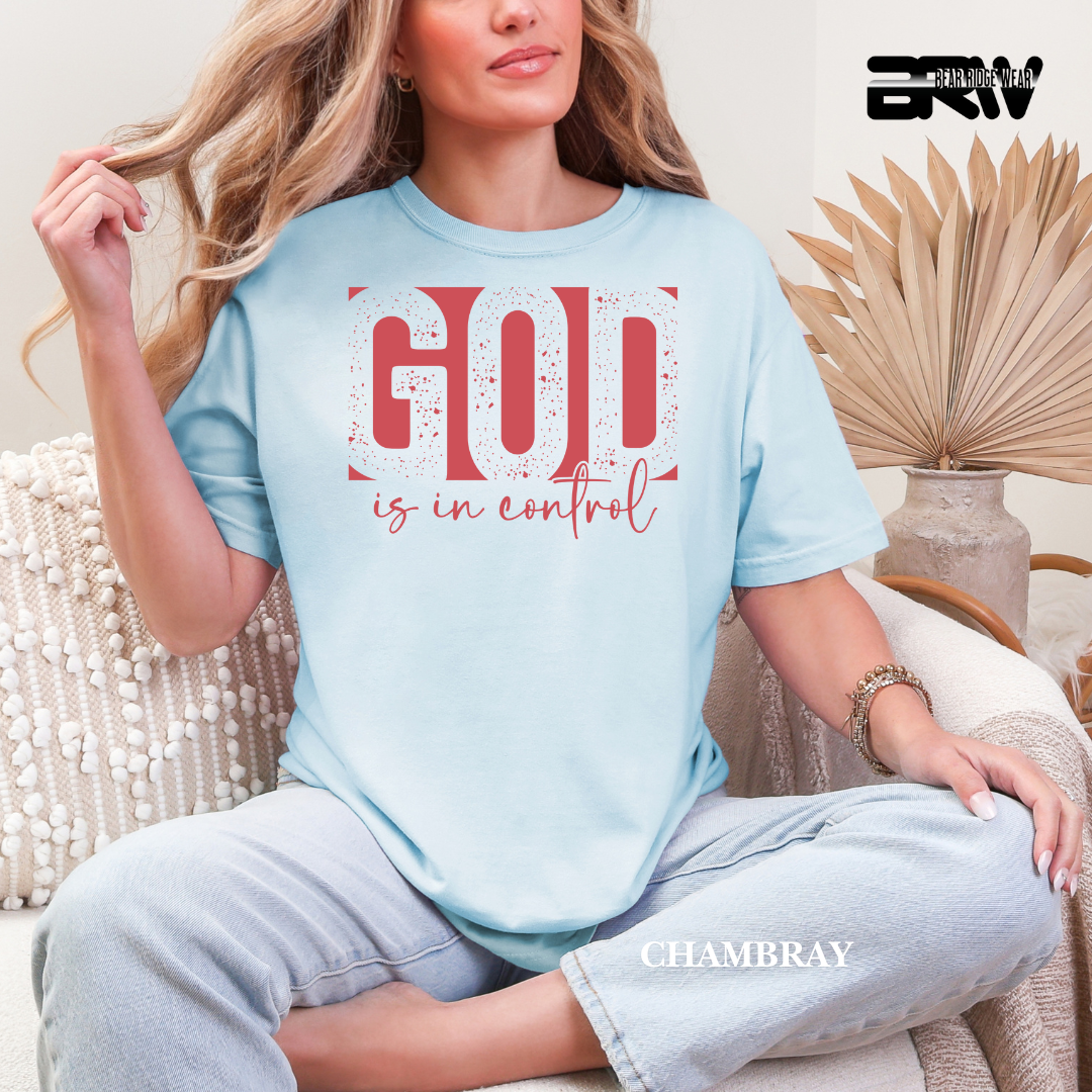 'God Is In Control-Pink' Faith Tee
