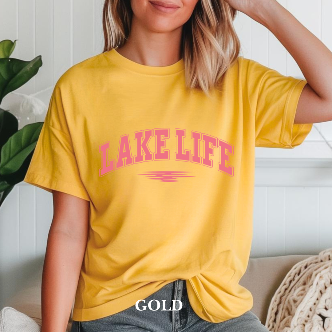 "Pink Stroke Lake Life" Tee