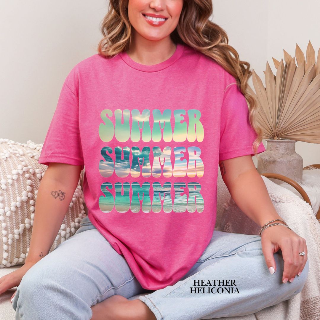 'Vibrant Summer Bubble Letter'  Summer Tee