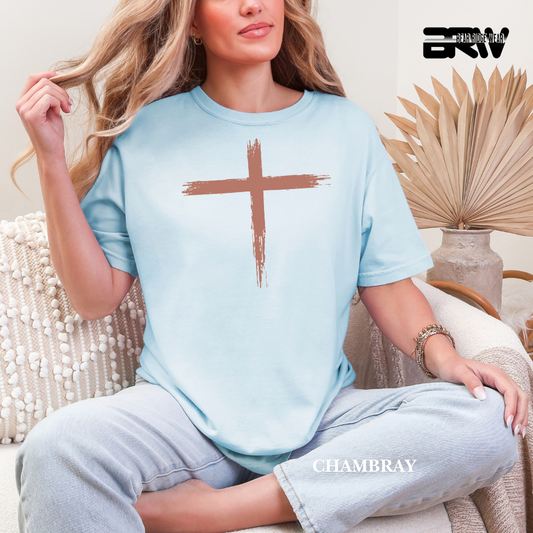Cross-Brush Storkes Faith Tee