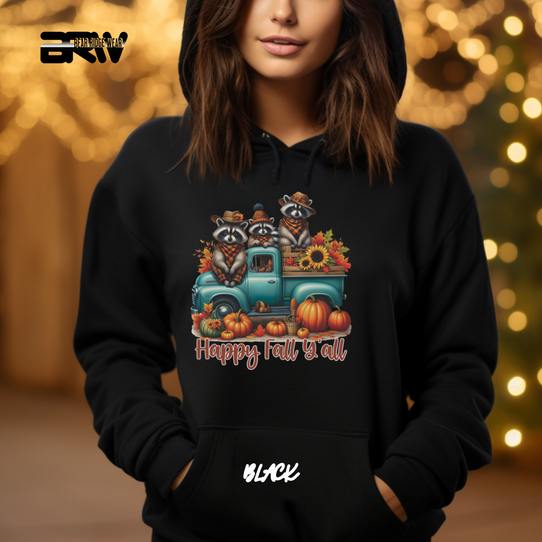 'Happy Fall Yall-Raccoons'  Fall Hoodie