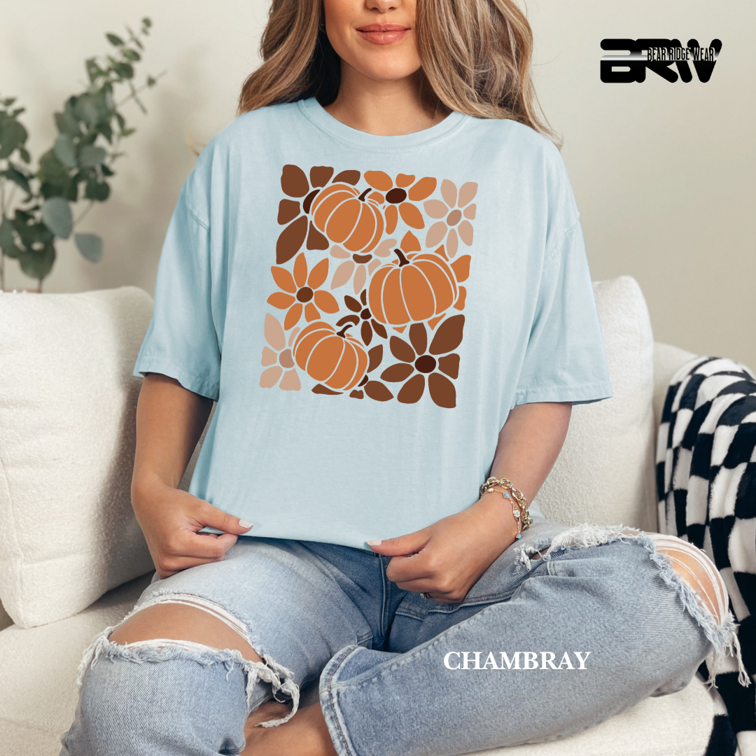 'Boho Floral Pumpkin' Fall Tee