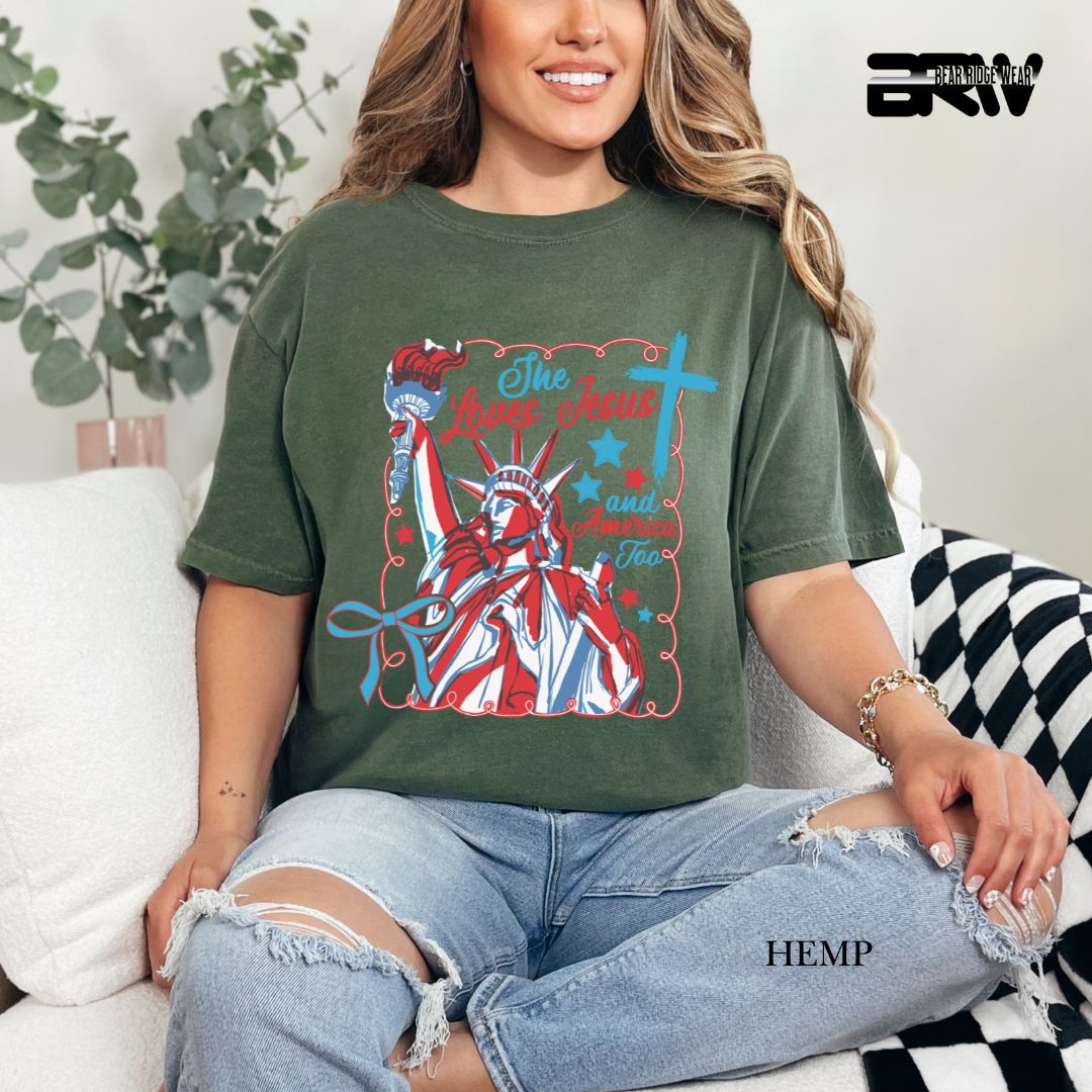 She Loves Jesus-America- Patriotic Tee
