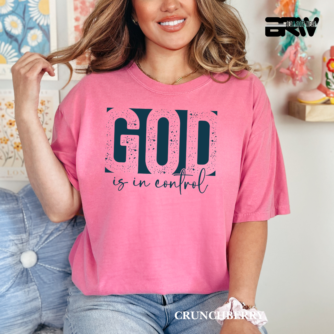 'God Is In Control-Blue' Faith Tee