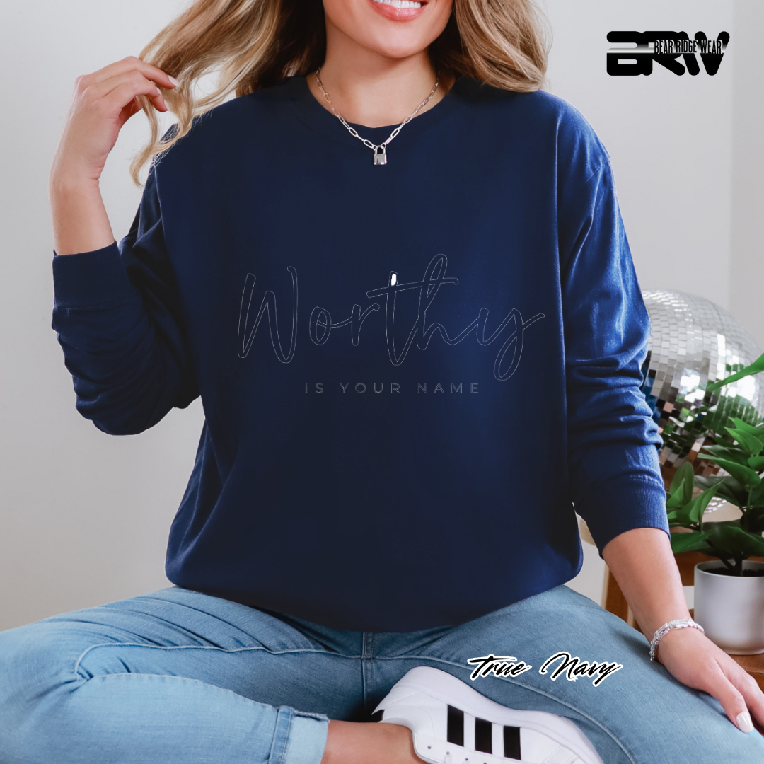 'Worthy Is Your Name' Faith Long-Sleeve Tee