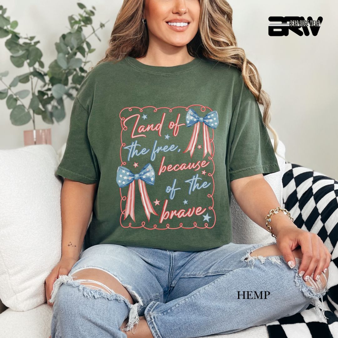 Land Of The Free-Bows- Patriotic Tee