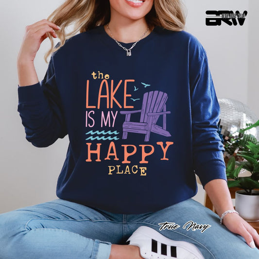 'The Lake Is My Happy Place' Summer Long Sleeve Tee