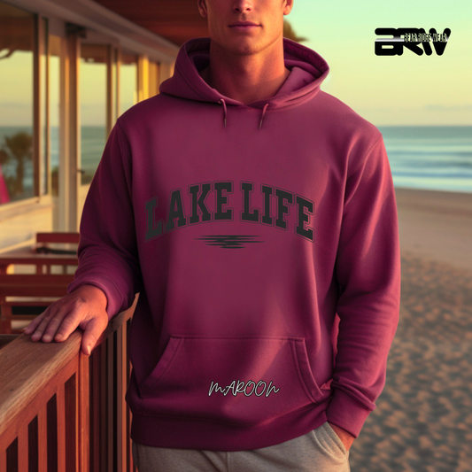 "Lake Life" Black Stroke Hoodie