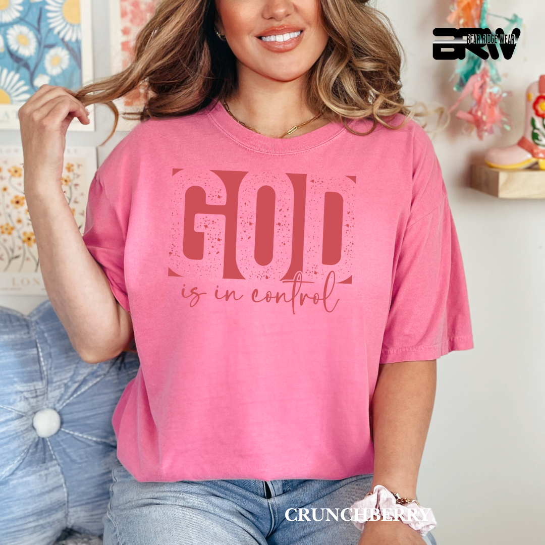 'God Is In Control-Pink' Faith Tee
