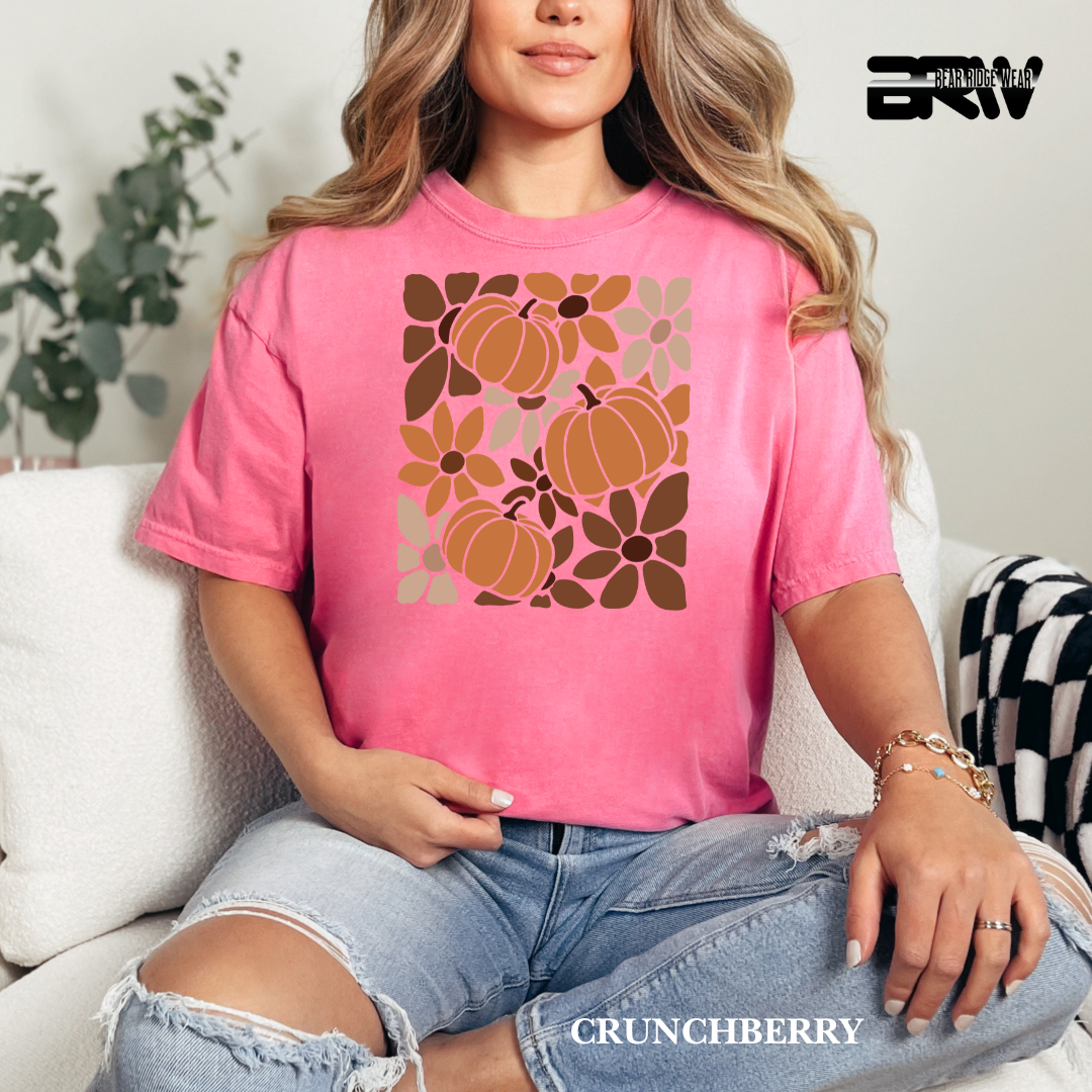 'Boho Floral Pumpkin' Fall Tee