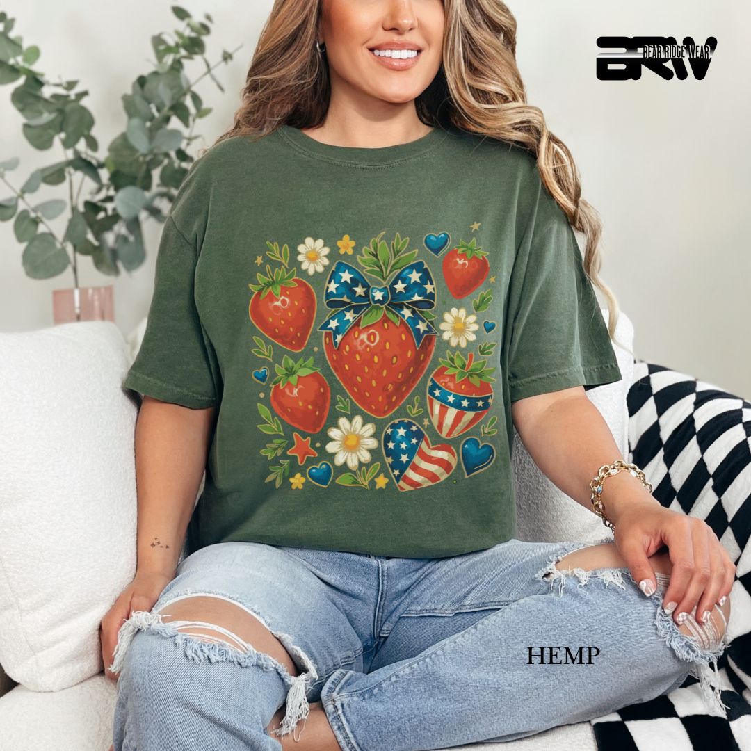 Strawberries- Patriotic Tee