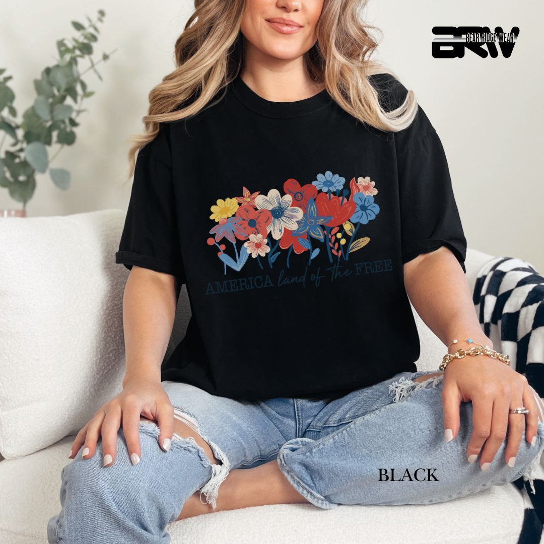 America Flowers- Patriotic Tee