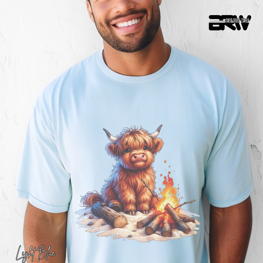 'Highland Cow-Bonfire' Summer T- Shirt