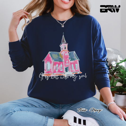 'It Is Well With My Soul' White Faith Long-Sleeve Tee