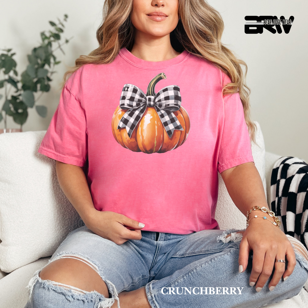 'Pumpkin With plaid Bow' Fall Tee