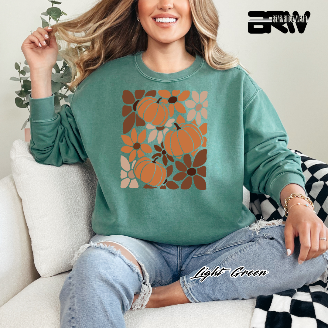 'Boho Floral Pumpkin' Fall Crewneck Sweatshirt