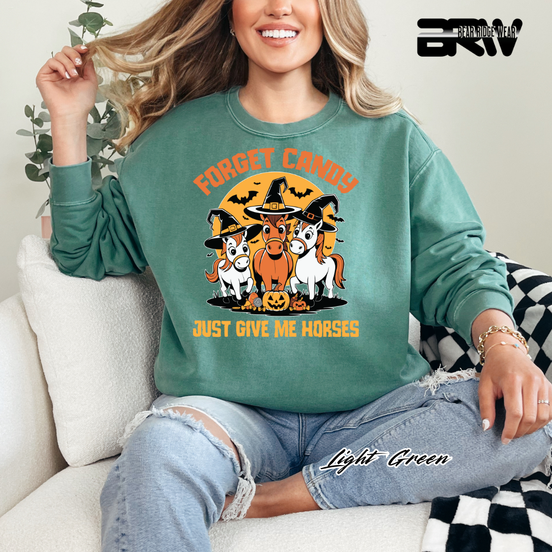 'Forget Candy-Horses.' Fall Crewneck Sweatshirt