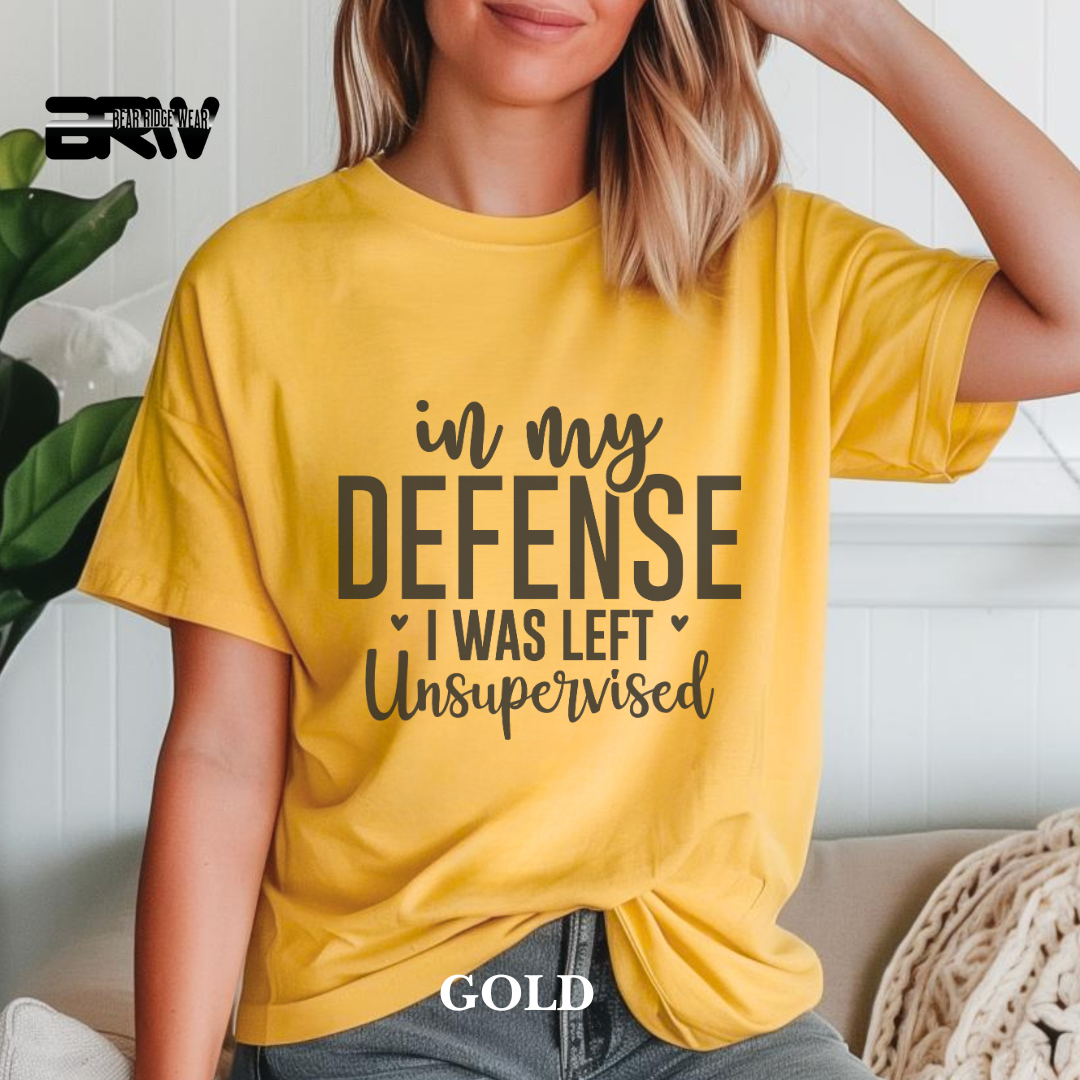 "In My Defense I Was Left Unsupervised" Everyday Tee