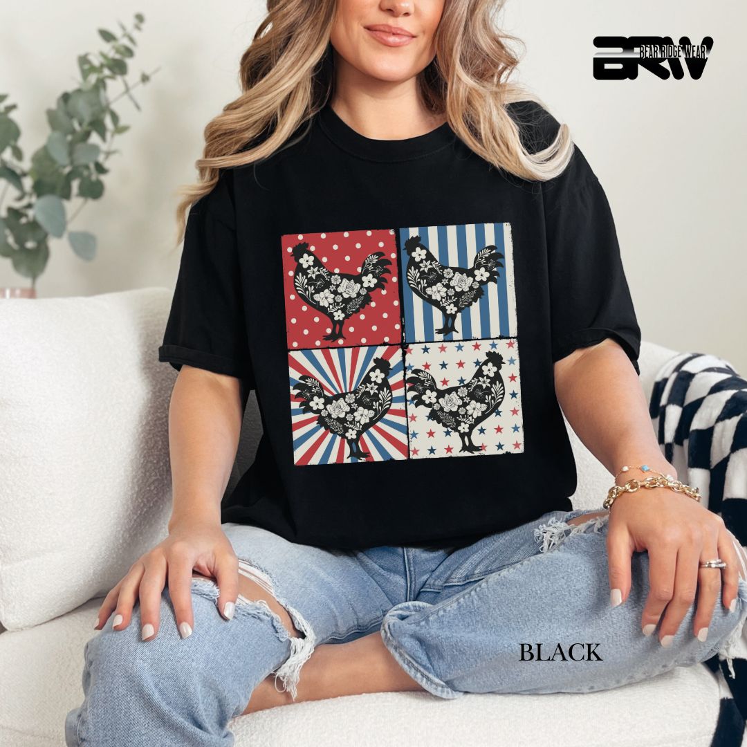 4th Of July Chickens - Patriotic Tee