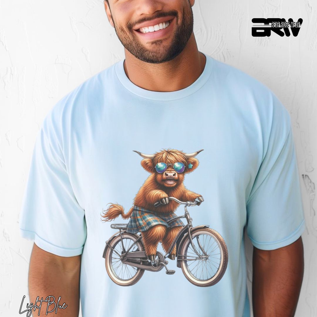 'Highland Cow- Bicycle' Summer T- Shirt