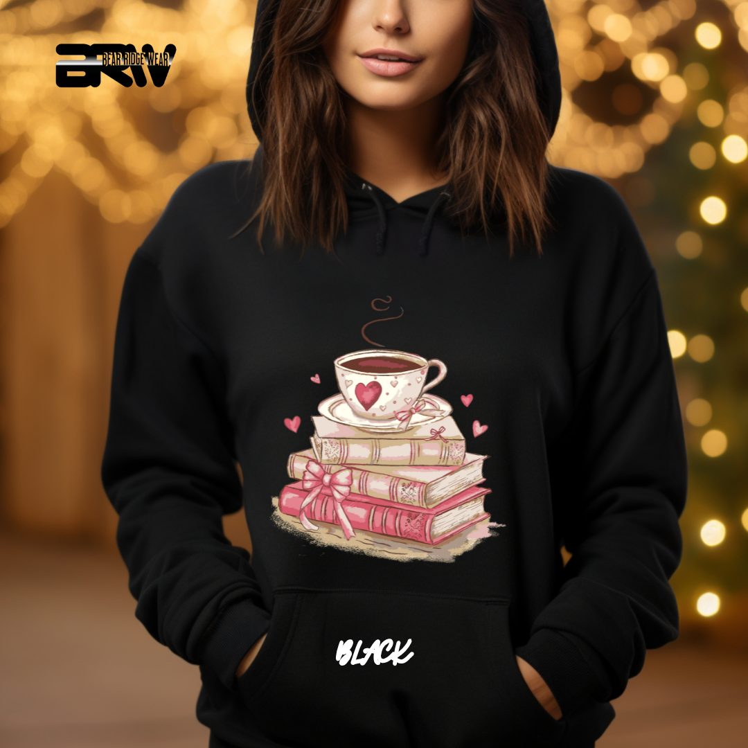 'Coffee on top of the books' Hoodie