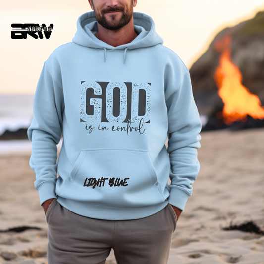 'God Is In Control' Black Stroke  Faith Hoodie