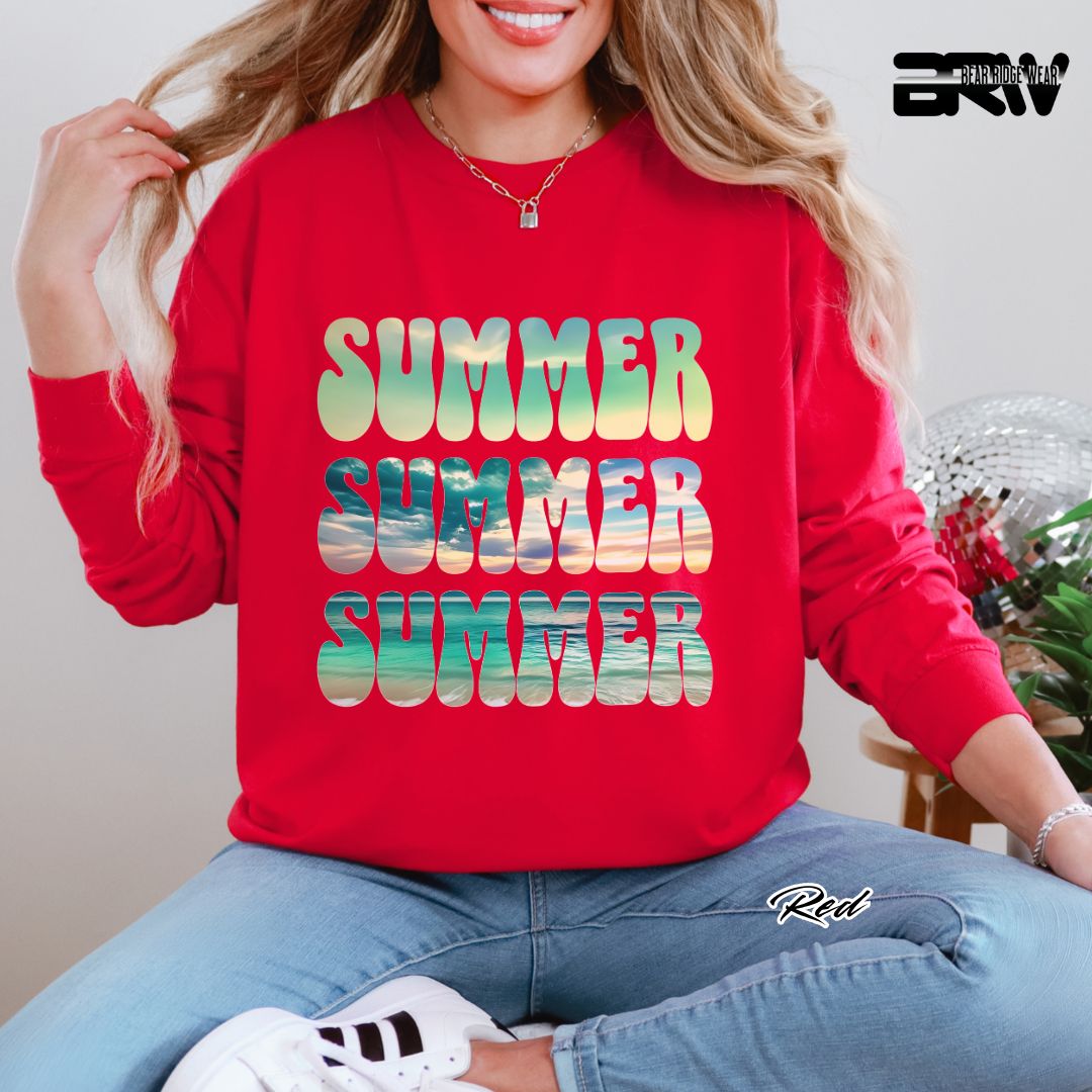 'Vibrant Summer Bubble Letter' Summer Long Sleeve Tee