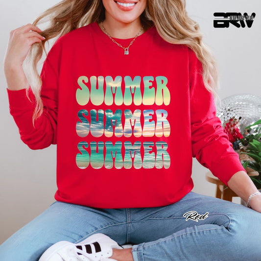 'Vibrant Summer Bubble Letter' Summer Long Sleeve Tee