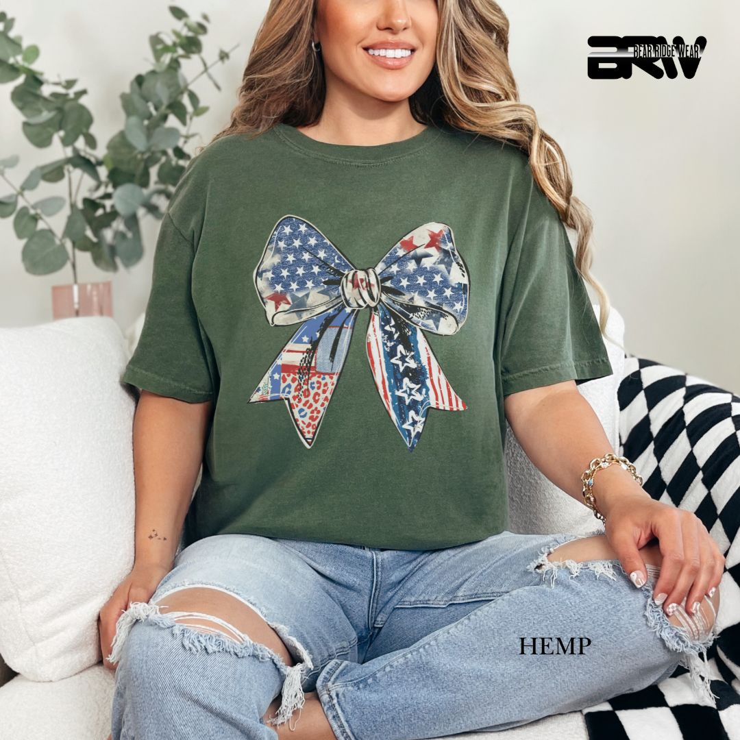 Bow- Patriotic Tee