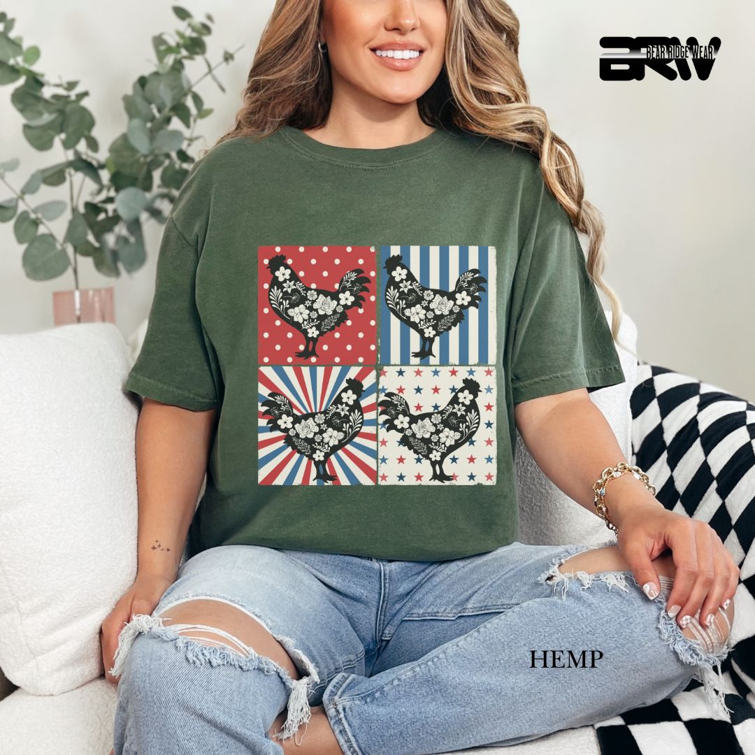 4th Of July Chickens - Patriotic Tee