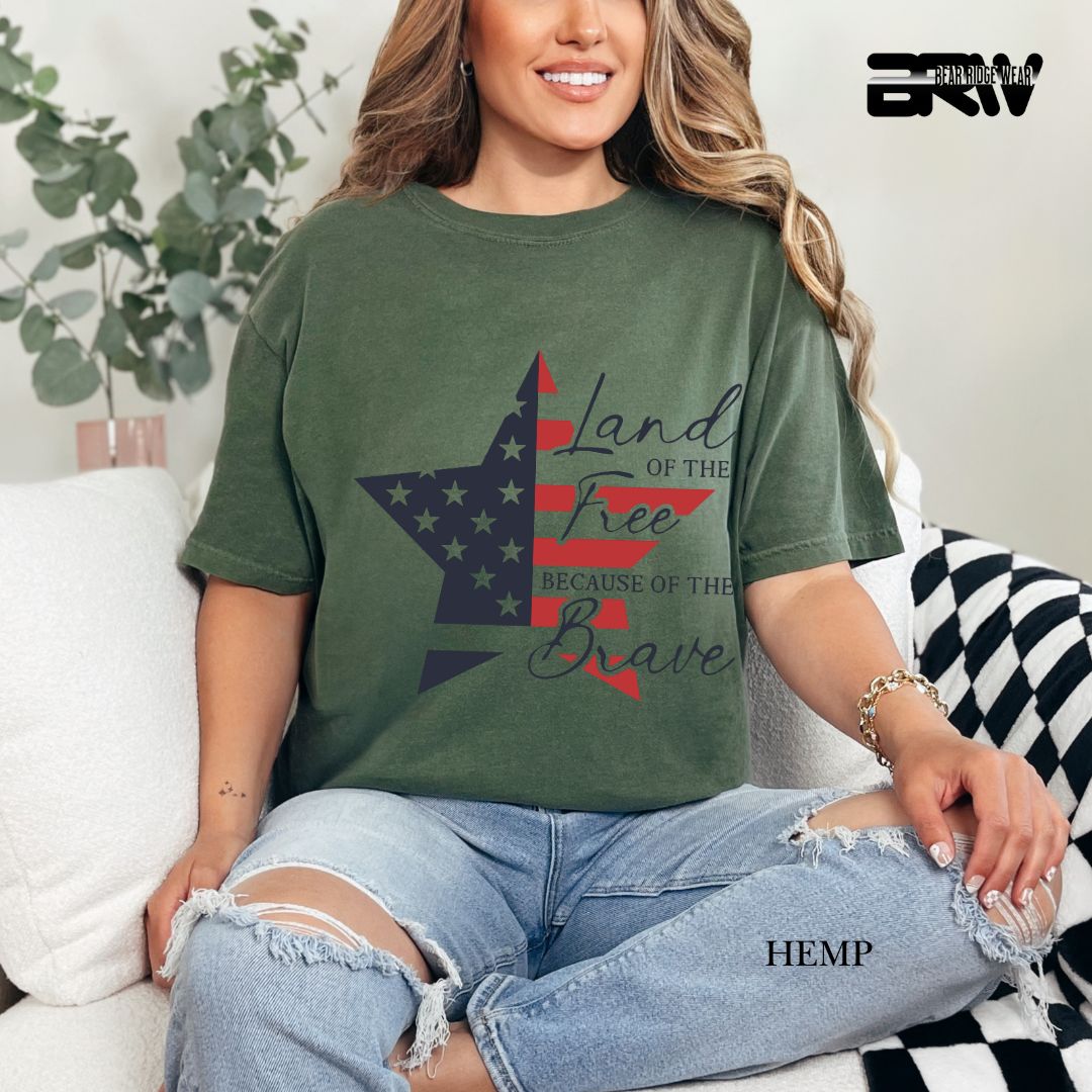 Land Of Free Star- Patriotic Tee