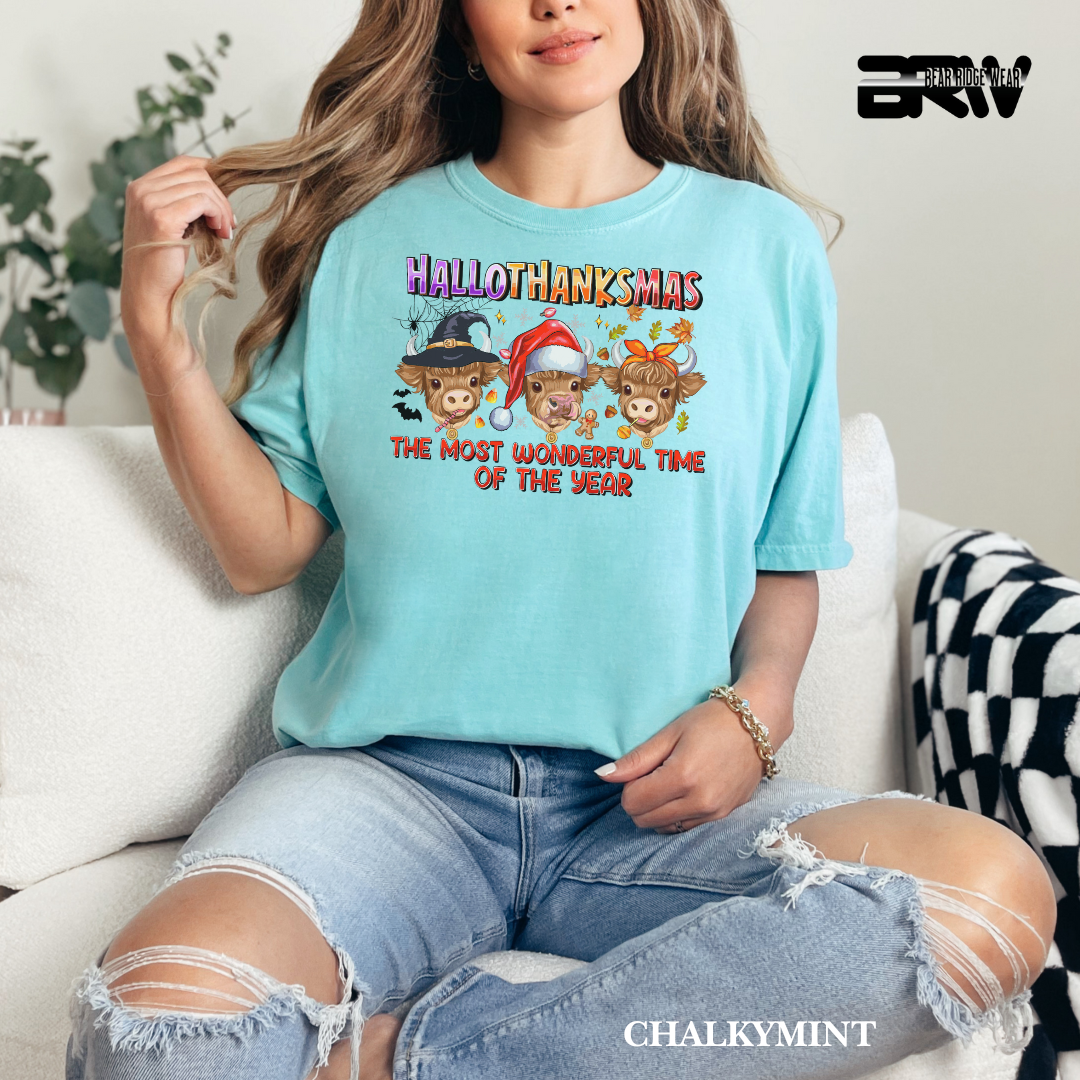 'Hallothanksmas cow' Fall Tee