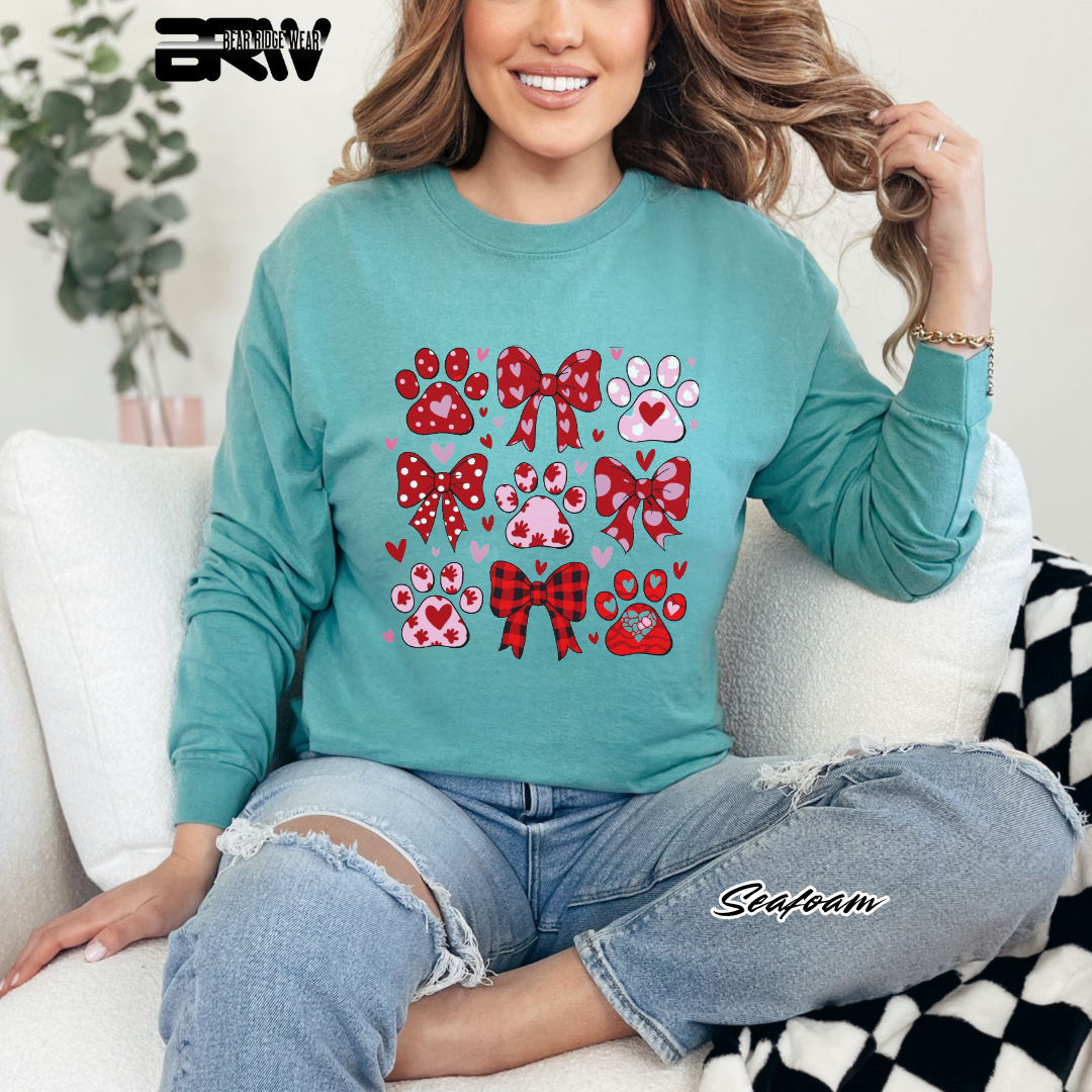 'Dog Paws and Ribbons' Long Sleeve Tee