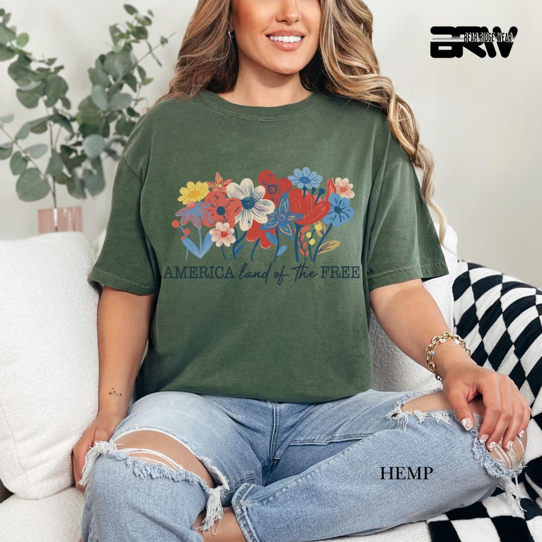 America Flowers- Patriotic Tee