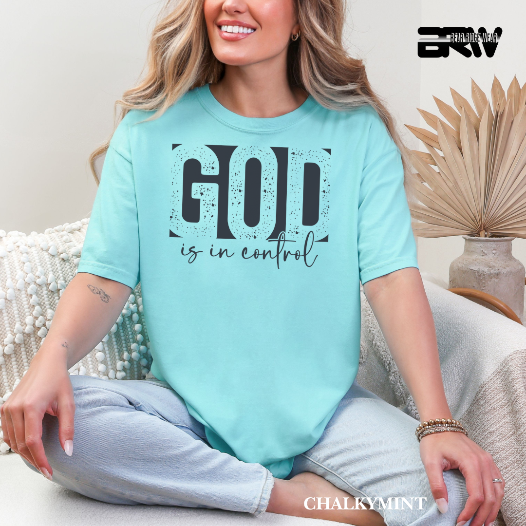 'God Is In Control-Black' Faith Tee