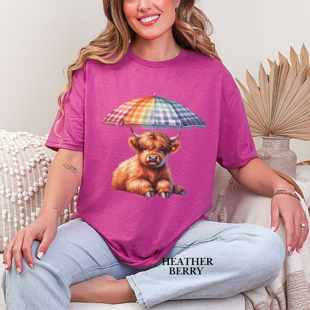 'Highland Cow-Umbrella'  Summer Tee