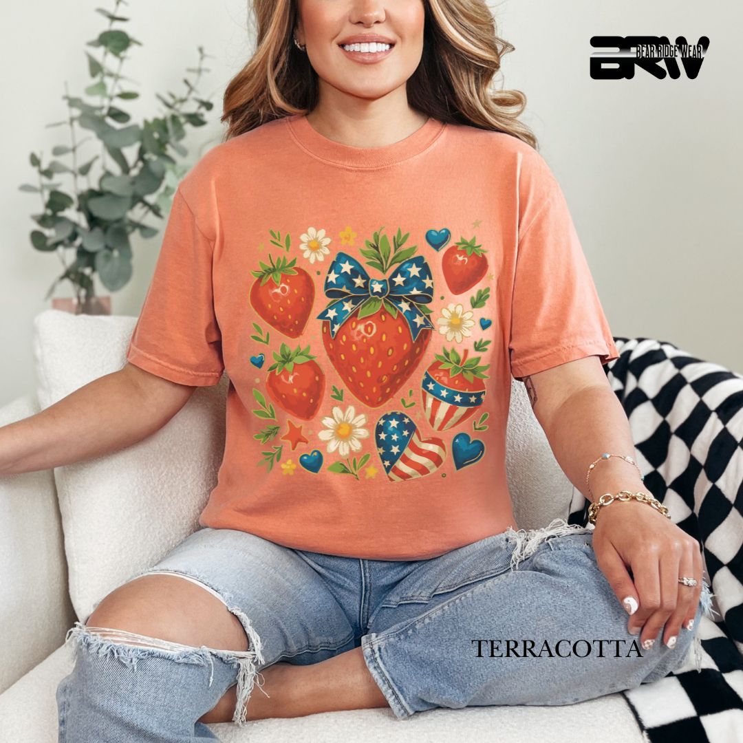 Strawberries- Patriotic Tee