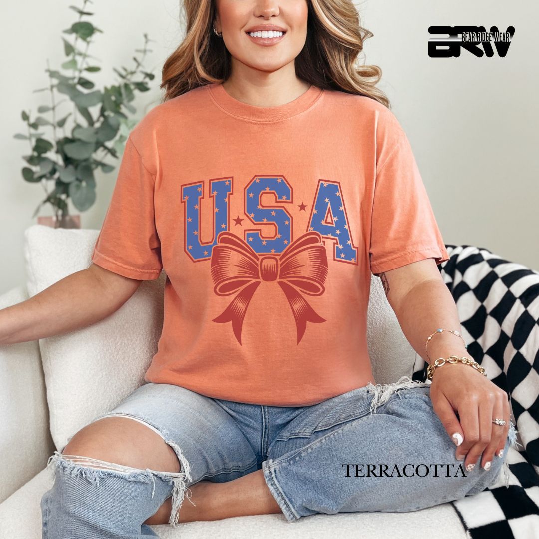 USA-Bow- Patriotic Tee