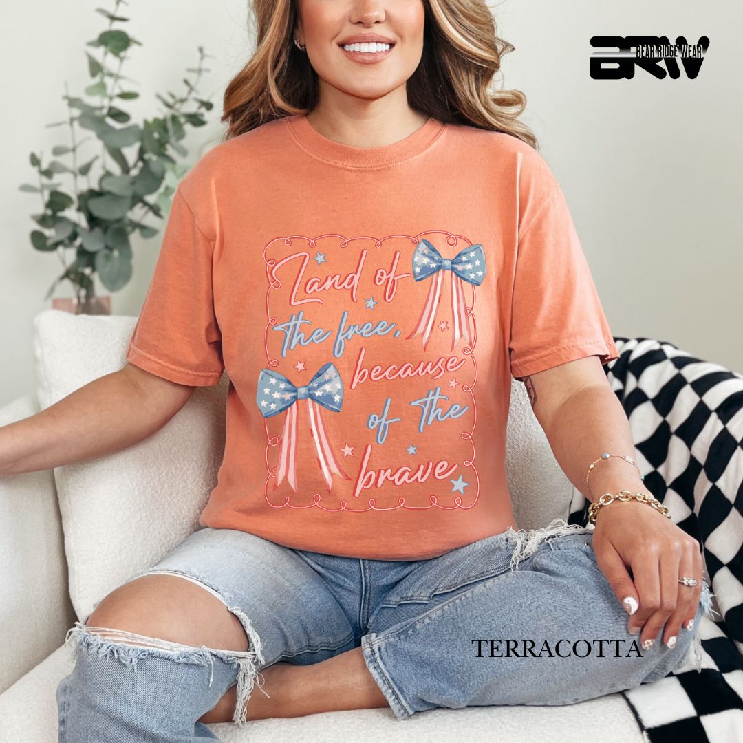 Land Of The Free-Bows- Patriotic Tee
