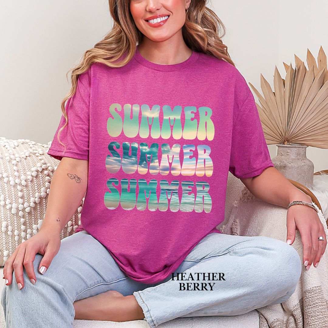 'Vibrant Summer Bubble Letter'  Summer Tee