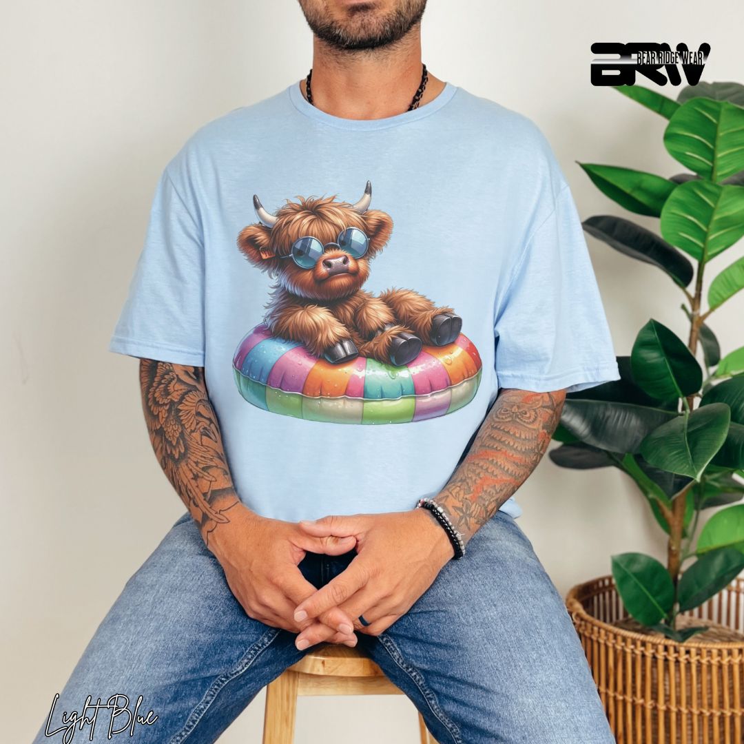 'Highland Cow-Float' Summer T- Shirt