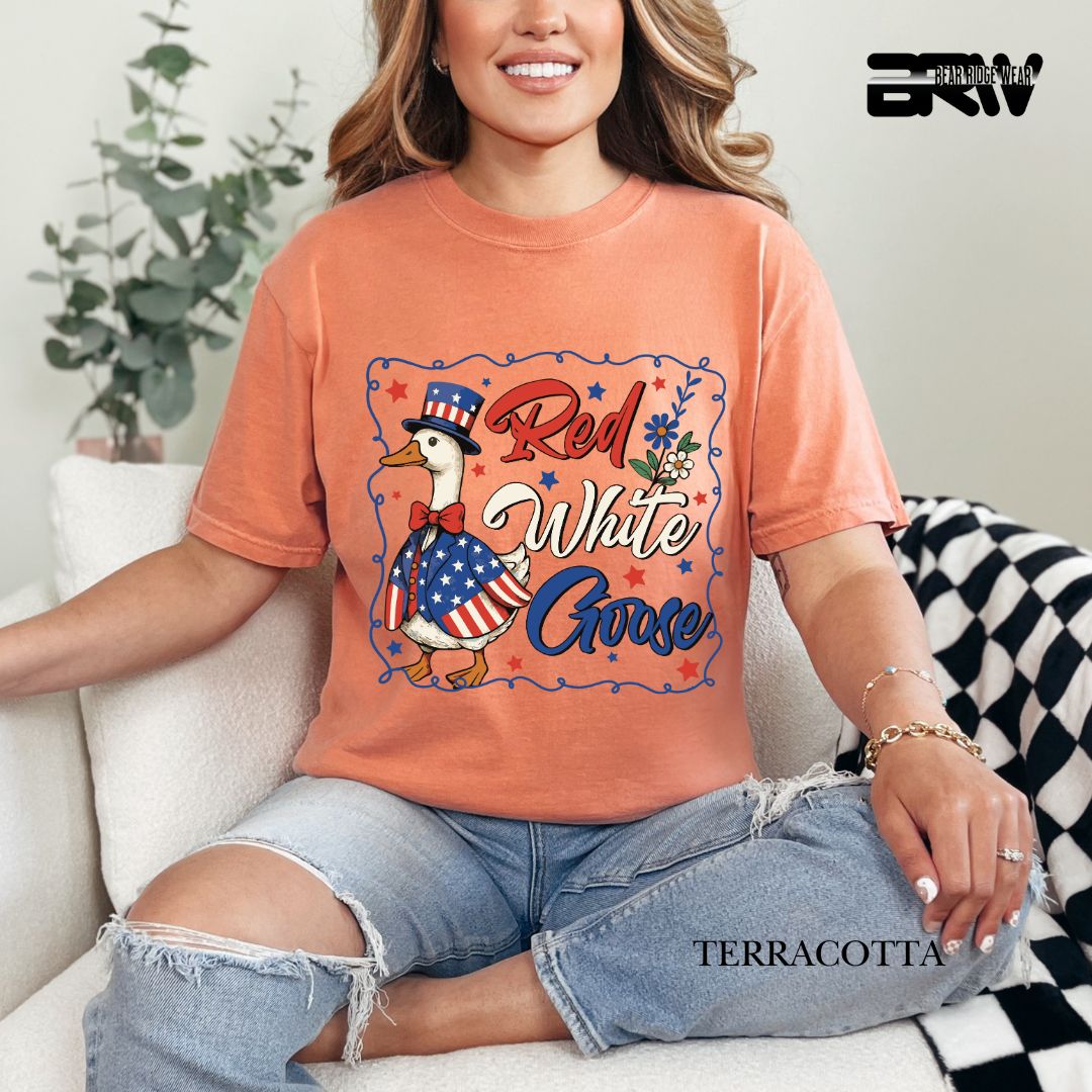 Red-White Goose- Patriotic Tee