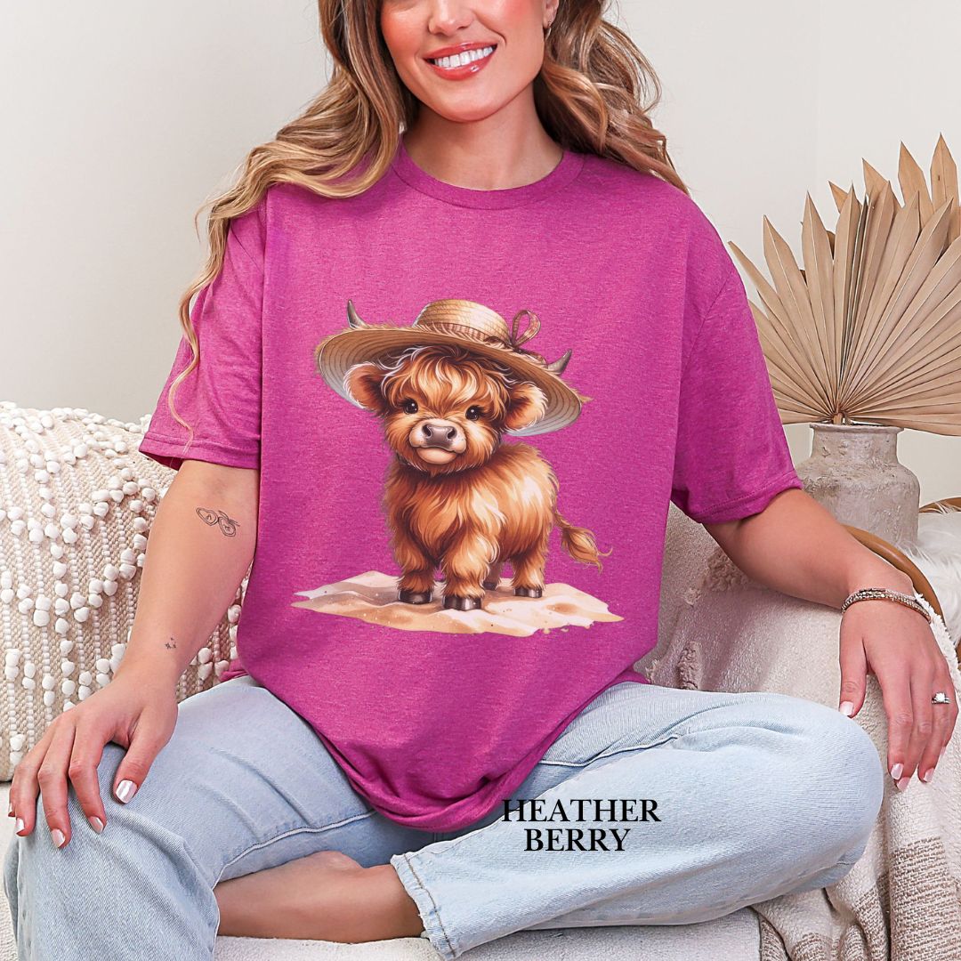 'Highland Cow- Sun Hat'  Summer Tee