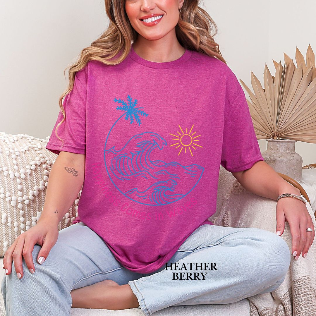 'Happiness Comes In Waves' With Color Summer Tee